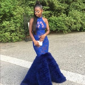 Blue custom made prom dress